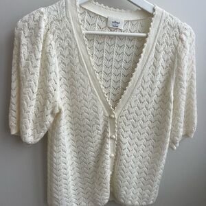 Wilfred Cream Open Knit Lace-Pattern Cardigan